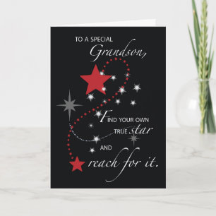 Grandson Graduation Congratulations Scarlet Grey Card