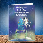 Grandson Happy 11th Birthday Astronaut with Cool  Card<br><div class="desc">Make his 11th birthday unforgettable with this exciting space-themed grandson birthday card,  featuring a playful astronaut,  glowing galaxy cake,  and fun alien characters. Perfect for boys who love outer space,  adventure,  and imaginative celebrations,  this vibrant design captures the thrill of turning eleven in a bold and memorable way.</div>