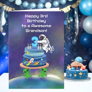 Grandson Happy 3rd Birthday Astronaut with Cool  Card