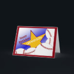 Grandson - Happy Birthday Baseball Loving Grandson Card<br><div class="desc">Fun card to wish your baseball loving grandson a happy birthday. Add a picture of your grandson with you cheering his favourite baseball team to the inside of the card for an extra special touch.</div>