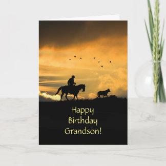 Grandson Happy Birthday Cowboy and Horse Card