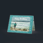 GRANDSON - Happy Birthday - Man and Ocean Waves Card<br><div class="desc">This card with a man looking out at the ocean waves is a birthday card with an upbeat and inspirational theme.  Inside text is totally customizable.  To see more of this design,  type in,  or cut and paste into Zazzle's search box:  jaclinart birthday man ocean wave</div>