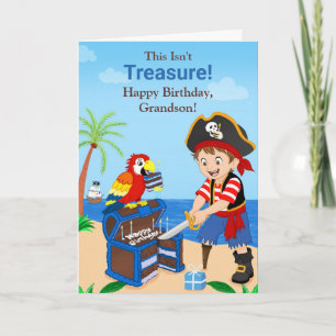 Grandson Happy Birthday Pirate Treasure Card