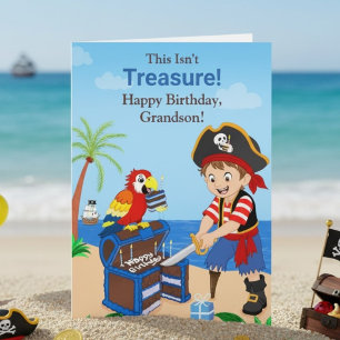 Grandson Happy Birthday Pirate Treasure Card