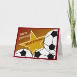 Grandson - Happy Birthday Soccer Loving Grandson Card<br><div class="desc">Fun card to wish your soccer loving grandson a happy birthday. Add a picture of your grandson wearing his favourite soccer team's uniform to the inside of the card for an extra special touch.</div>