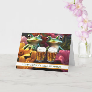Grandson Happy Fathers Day Beer Drinking Toads Card