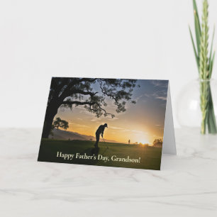 Grandson Happy Fathers Day with Golfer  Card