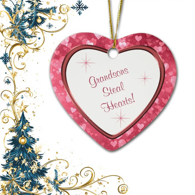 Grandson Heart Keepsake Ceramic Tree Decoration (Creator Uploaded)