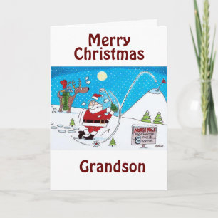GRANDSON-HOPE YOUR CHRISTMAS IS *UP TO PAR* HOLIDAY CARD
