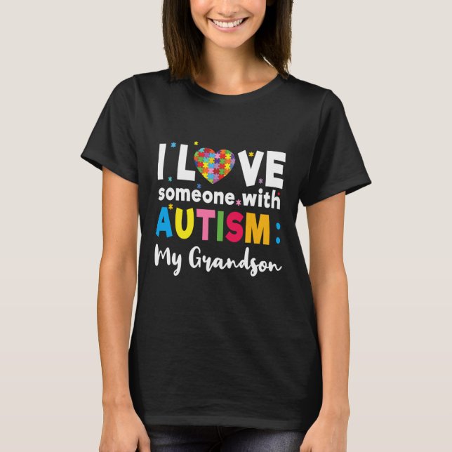 Grandson I Love Heart Special Autism Awareness T-Shirt (Front)