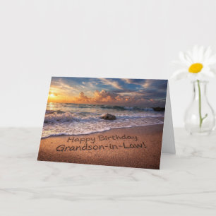 Grandson in Law Happy Birthday Beach Card