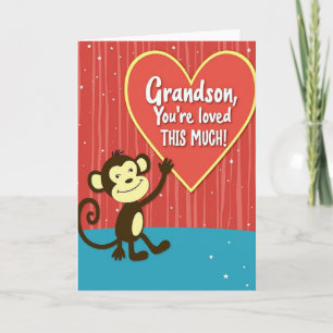Grandson Loving Monkey Hug Card