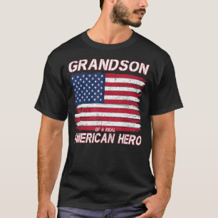 Grandson Of A Real American Hero Usa Flag Veterans T-Shirt
