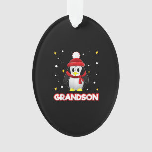 Grandson Penguin Christmas Family Matching Xmas Ornament