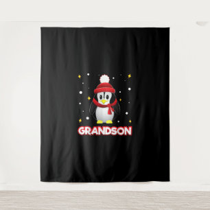 Grandson Penguin Christmas Family Matching Xmas Tapestry