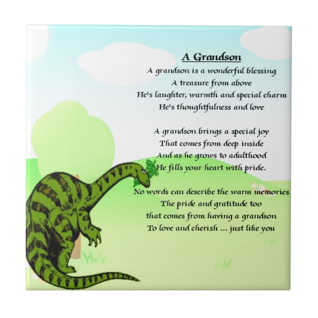 Grandson Poem - Dinosaur Tile (Front)