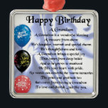 Grandson Poem  -  Happy Birthday Metal Tree Decoration<br><div class="desc">A great gift for a grandson on his birthday</div>