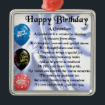 Grandson Poem  -  Happy Birthday Metal Tree Decoration<br><div class="desc">A great gift for a grandson on his birthday</div>