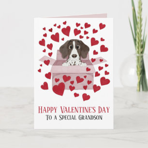Grandson Puppy in Box Valentine's  Card