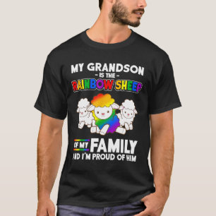 Grandson Rainbow Sheep of Family I'm Proud Gay Pri T-Shirt
