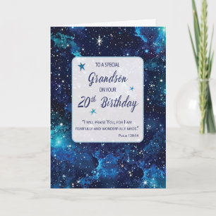 Grandson Religious 20th Birthday Stars in Galaxy Card