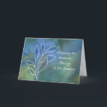 Grandson Religious Birthday Blessings Watercolor Card<br><div class="desc">A religious birthday card for your grandson as a teen, young adult or man. Multi-coloured background in blues and greens adds a special touch, with branches and leaves outlined in white. let him know that he is a precious gift from God and you are thinking of him on his birthday....</div>
