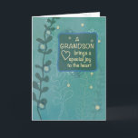 Grandson Religious Birthday, Green Hand Drawn Look Card<br><div class="desc">Wish your grandson happy birthday and let him know what a joy he is an how much he is loved. This religious tone card is perfect for a boy or young man to celebrate his birthday.</div>