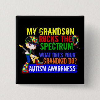 Grandson Rocks The Spectrum Autism 15 Cm Square Badge