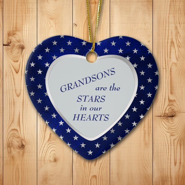 Grandson Star Heart Keepsake Ceramic Tree Decoration (Creator Uploaded)
