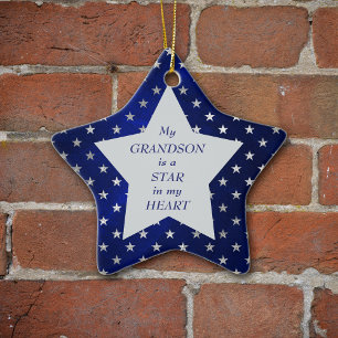 Grandson Star Pattern Keepsake Ceramic Tree Decoration