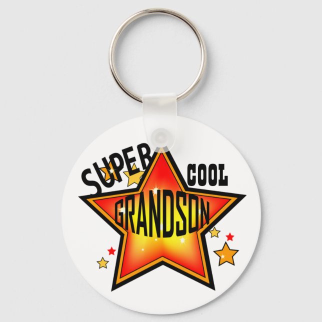 Grandson Super Cool Star Funny Keychain (Front)