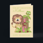 Grandson Third Birthday Cute Lion Photo Card<br><div class="desc">Grandson Third Birthday Cute Lion Photo Card</div>