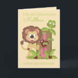 Grandson Third Birthday Cute Lion Photo Card<br><div class="desc">Grandson Third Birthday Cute Lion Photo Card</div>