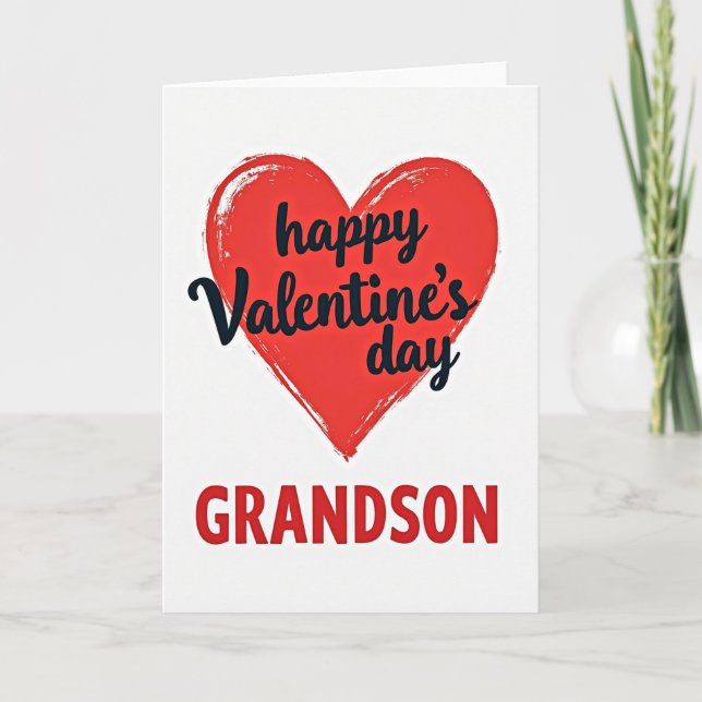 Grandson Valentines Day Heart Card (Front)