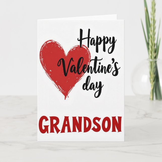 Grandson Valentines Textured Heart Card (Front)