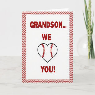 Grandson We Love You Baseball Card