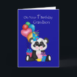 Grandson's 1st Birthday, Panda and Balloons Card<br><div class="desc">Grandson is Turning 1! What a cute little card featuring a panda with ballons,  gifts and a cupcake. Very colorful for any one year old grandson. Panda by Panda by Kristi W. Designs, /DGD,  Balloons by Alice Smith/DGD</div>