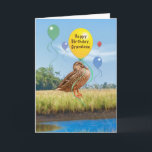 Grandson's Birthday Card with Duck and Balloons<br><div class="desc">This digital painting of a female mallard duck with floating balloons makes a festive birthday greeting card.</div>