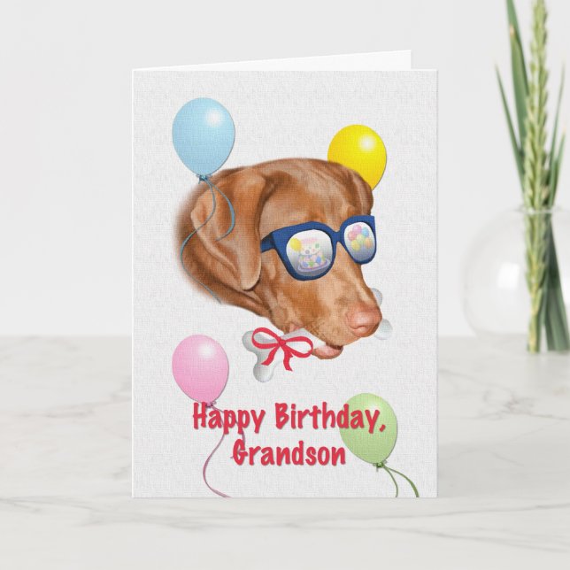 Grandson's Birthday Card with Labrador Dog (Front)