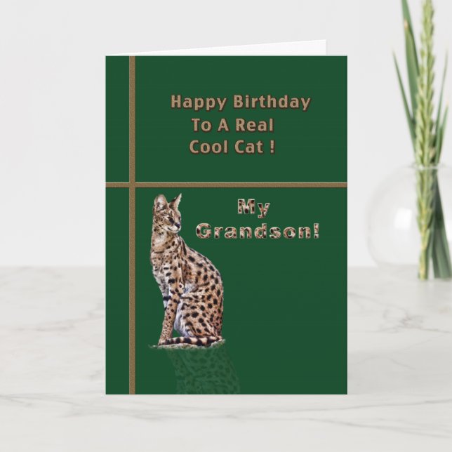 Grandson's Birthday Card with Ocelot (Front)