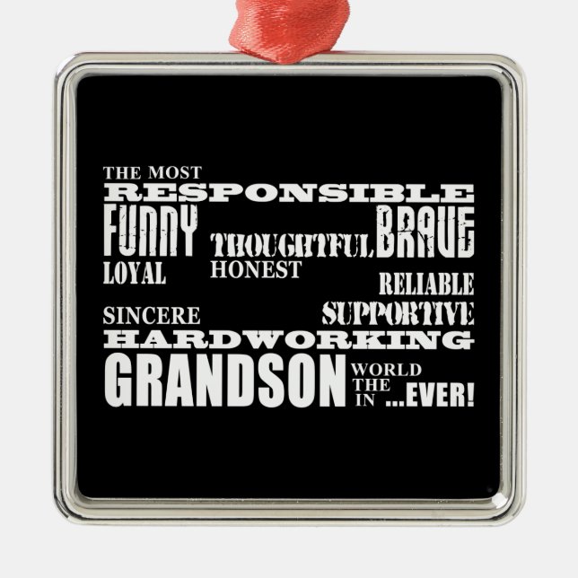 Grandsons Birthdays & Christmas : Qualities Metal Tree Decoration (Front)