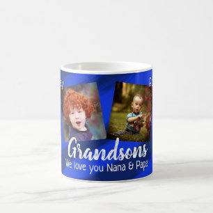 Grandsons Blue Stripes Four Photo Collage Mug