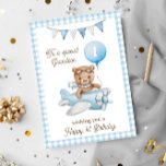 Grandson's First Birthday Teddy Bear Greeting Card<br><div class="desc">Grandson's First Birthday Teddy Bear Greeting Card. Celebrate your Grandson's first birthday with this adorable watercolor Teddy Bear. Customise it for your grandson or add their name for a personalised touch. Perfect for kids, this whimsical card brings joyful wishes and a sense of wonder to their birthday celebration. Make their...</div>