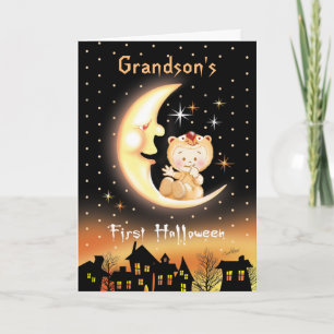 Grandson's First Halloween, Moon Baby Card