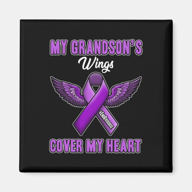 Grandson's Wings Cover My Heart End Overdose  Magnet (Front)