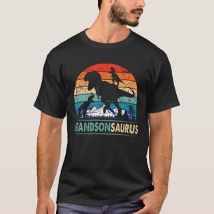 Grandsonsaurus T Rex Grandson Dinosaur 2 Kids Fami T-Shirt
