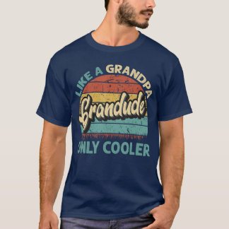 Grandude Like A Grandpa Only Cooler Vintage Dad Fa T-Shirt
