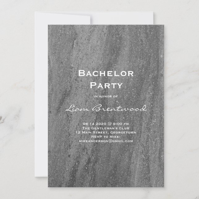 Granite Bachelor Party Invitation (Front)