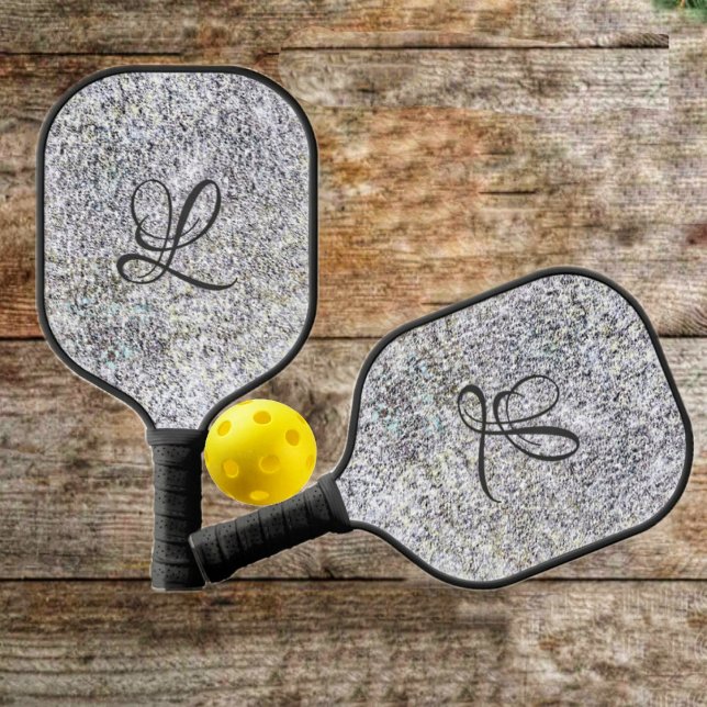 Granite Black-II-L Pickleball Paddle (Choose your own personal monogram, to display in this elegant script design!)