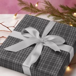 Granite Gray Tartan Plaid Wrapping Paper